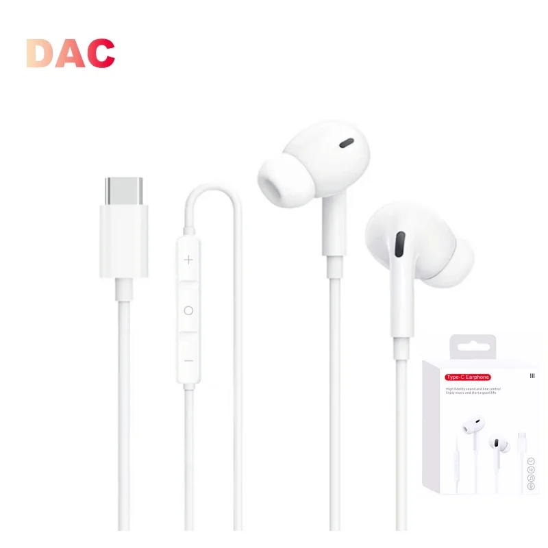 HiFi Wired Earbuds with Microphone for IPhone Type-C In-Ear Earphones Noise Isolating Headphones for Clear Calls Music DAC