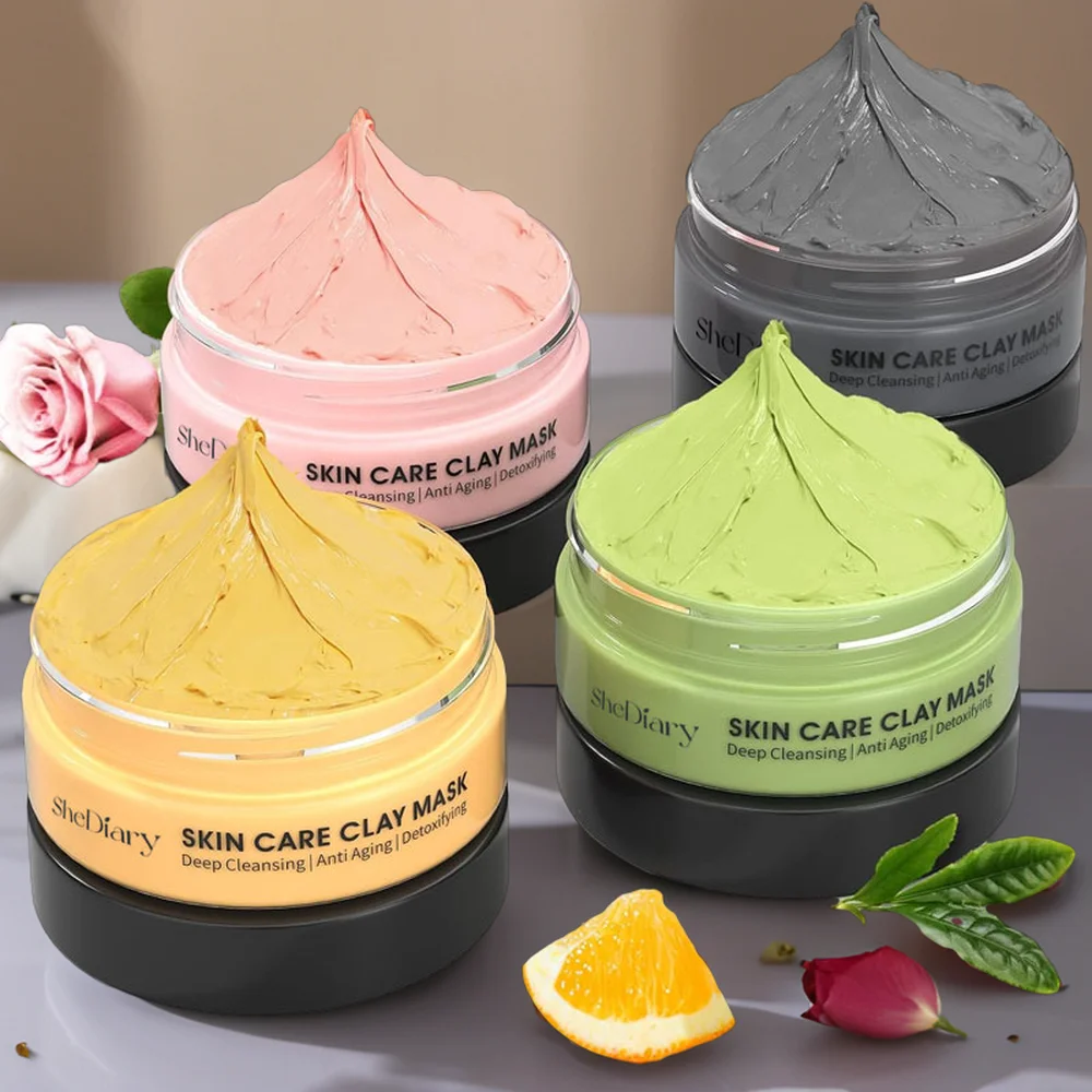 SheDiary Navidad gran oferta limpieza profunda antiacné rosa verde negro amarillo limón Mar Muerto barro rosa Matcha té verde mascarilla de arcilla