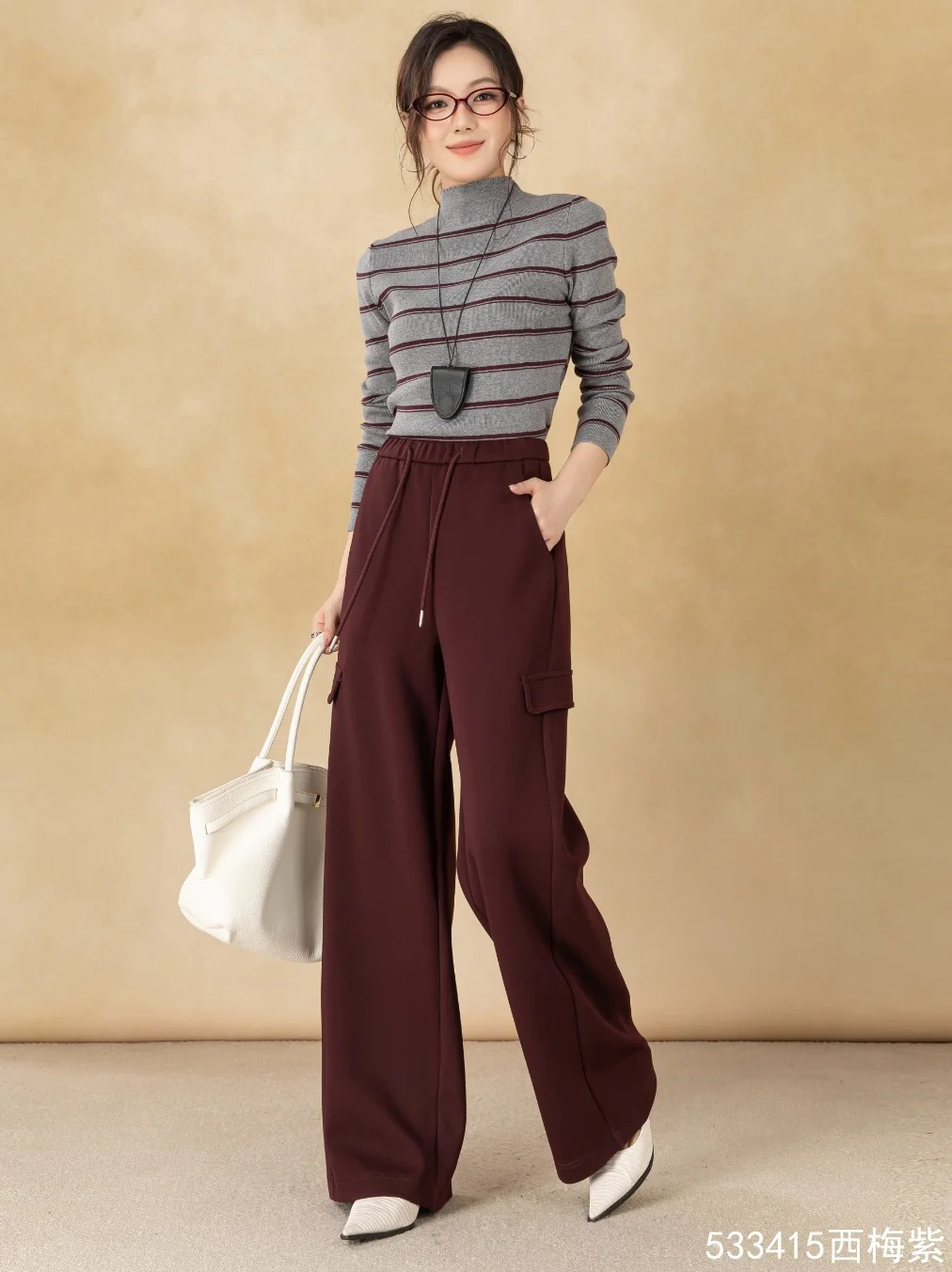 Women's Loose-Fitting Solid-Color Cargo Pants Wide-Leg Casual Trousers Dyed Jeans