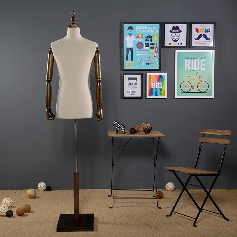 Model Prop Male Bust Cloth Model Real Wooden Hand Fashion Costume Display Props Hangers Male Model