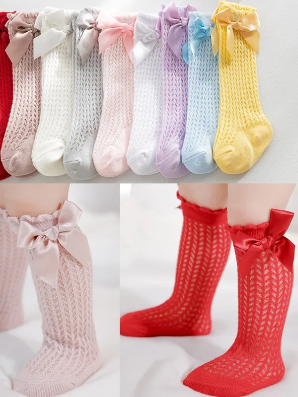 9 Color New Summer Baby Socks Spanish Knee High Bow Socks Infant