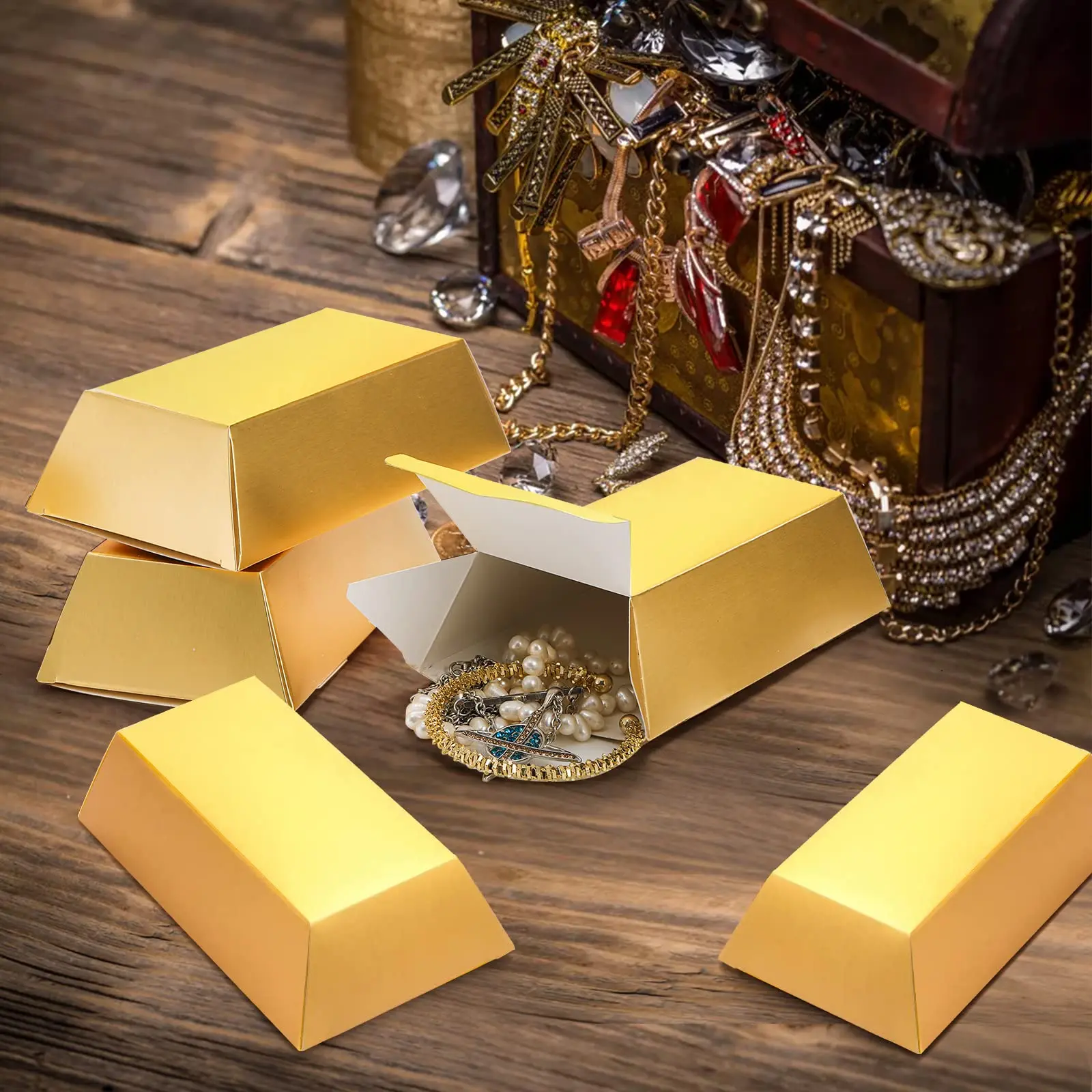 Boîte-cadeau En Forme De Lingot D'or - Lot De 24 - Papier Pliable Pour Bonbons, Mariage, Fête Pirate