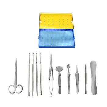 Stainless Steel 11pcs Chalazion Instrument Set for Ophthalmic Surgery with Sterilization Box Case