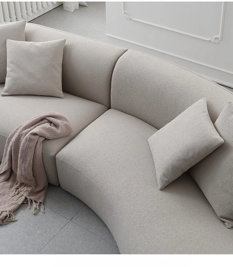 Luxury Modern Style Living Room Interior Curved Sofa & Lounge Chair Set Sofa Set Furniture Living Room
