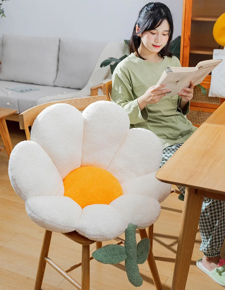 Home Decor Flower Office Chair Lumbar Back Cushions Cute Plush Sofa Throw Pillows Soft Decor