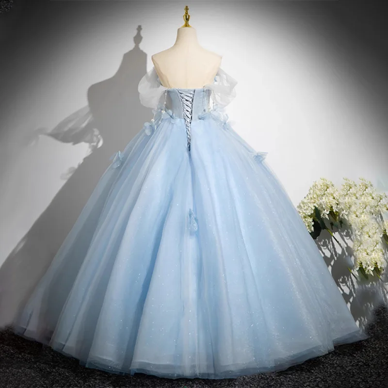 Sws418 Sky Blue Quince Dress Sleeveless Girl Sweet 15 Gowns Shiny Sequin Birthday Party Dress With Bow