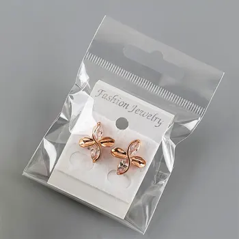 Custom Logo Printing Clear Transparent Bags OPP Jewelry Earring Necklace Hair Self Adhesive Plastic Bags