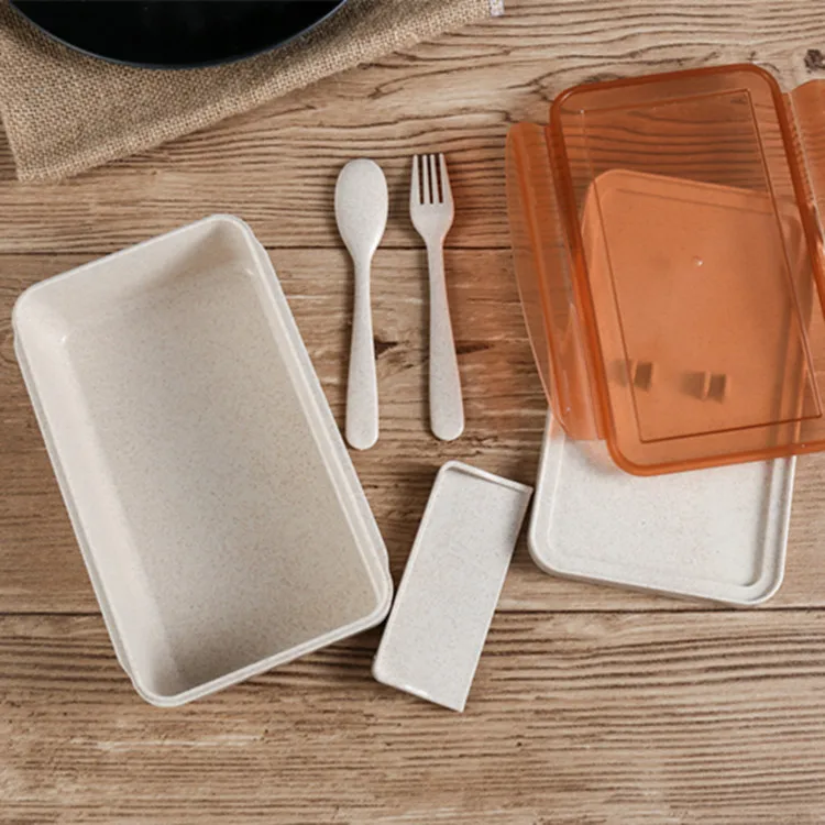 Пластиковые столовые приборы из пшеничной соломы, экологически чистый детский Ланч-бокс из пшеничной соломы