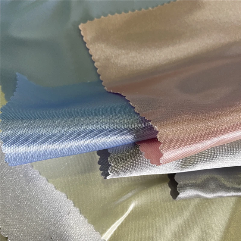 
75D * 300D Блестящий переработанный устойчивый полиэстер RPET атласная ткань GRS сертифицированный материал для детского одеяла одежды 