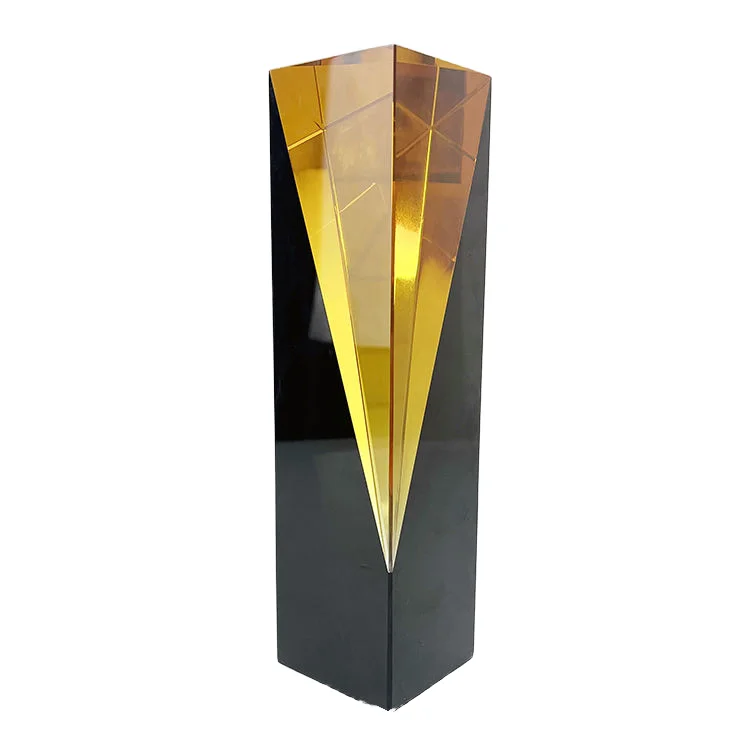 Small Bridge New Product Customization Amber Clear Black Rectangle Block Glass Trophy Custom Logo Crystal K9 Trophy