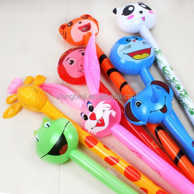 2021 Sue  Inflatable  Animals Stick with Sound Safri Animals Inflatables on a Stick- Tiger Zebra Giraffe Elephant- Party Toys
