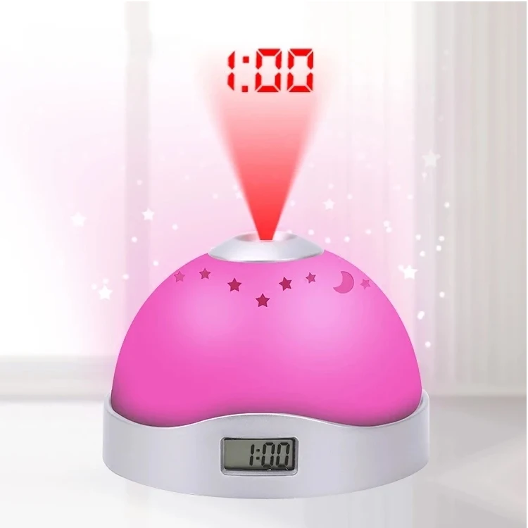 7Color Promotional Gift Home Decorations Projection Alarm Clock Digital Star Projection LCD Clock