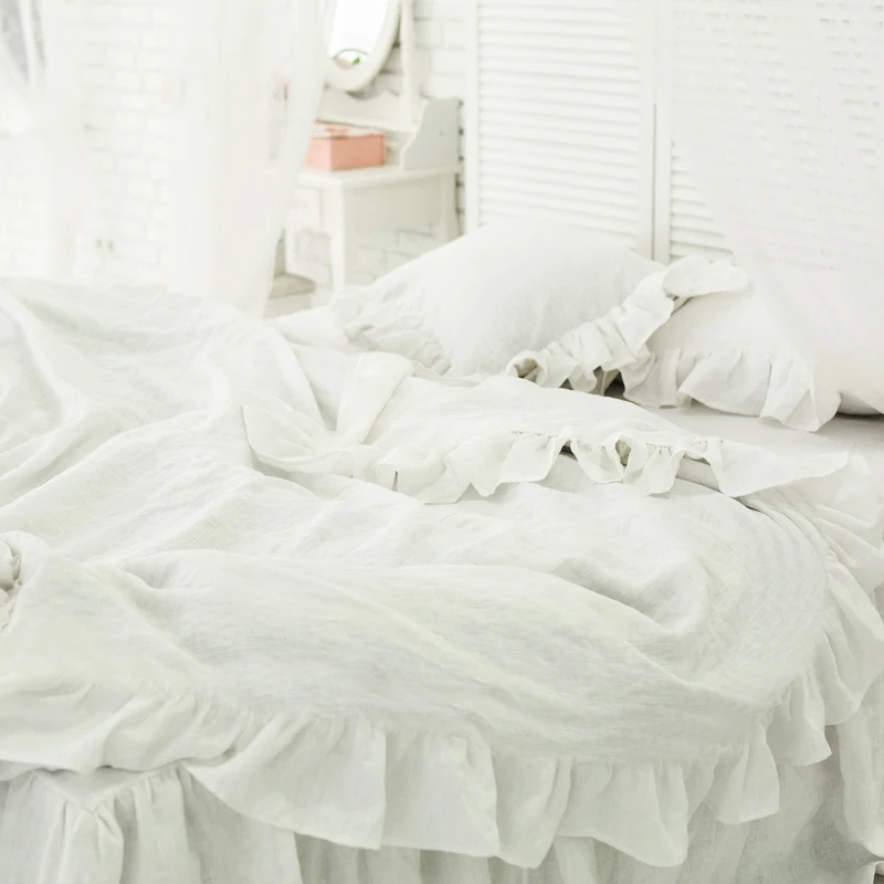 French Linen Bedding Sets Solid Colors Bed Sheet Set
