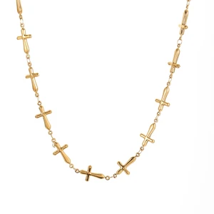 New Fashion Gold Stainless Steel Hollow Chain Necklace for Women Customizable Fade Resistant Jewelry Wholesale