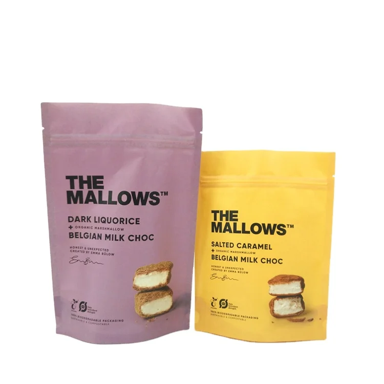 Customized Heat Sealable Kraft Paper Pouches for Edible Products Resealable Zipper Stand Up Pouches for Pet Food Bag