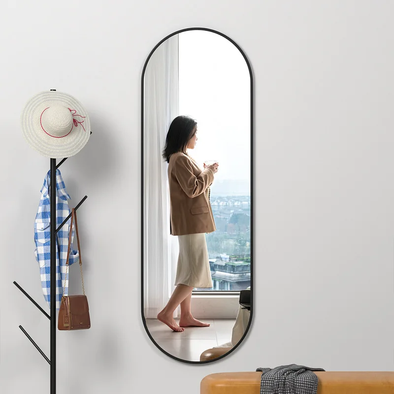 Rectangular Full Length Framed Oval LED Light Mirror Bathroom Decorative Mirror