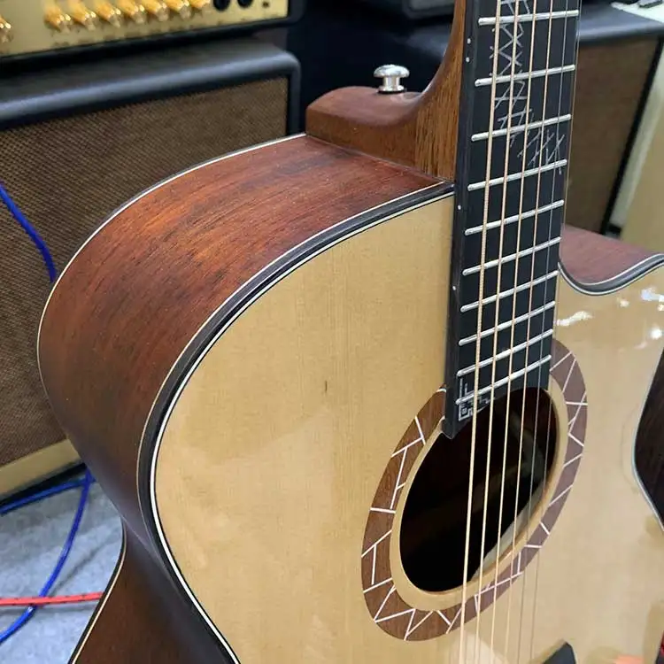 High End Luxars Custom All Solid Grade a Spruce Basswood Acoustic Guitar Round Frets Guitar