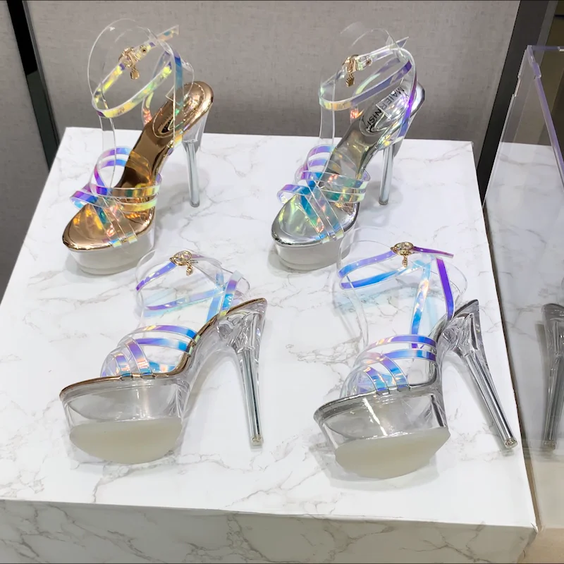 Stylish Summer Shoes Ladies Strippers Heels 14 CM High Heels Sandals  Platform Sandals Pole Dance Shoes for Women New Style