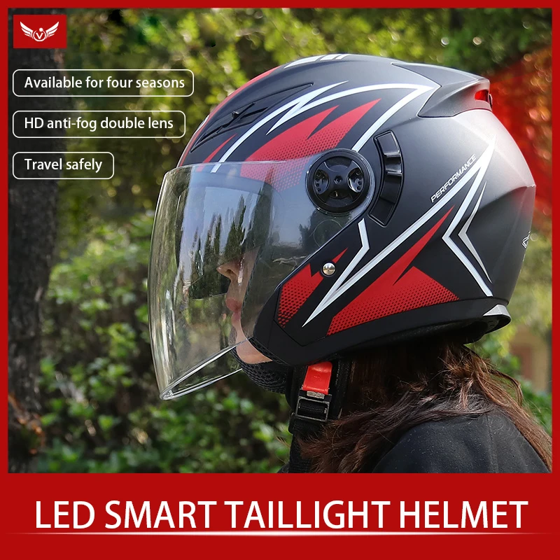 Flip up Helmet Motorcycle Open Face Motorbike Wireless Headset Headset Riding Signal Warning Light Motorcycle Helmets