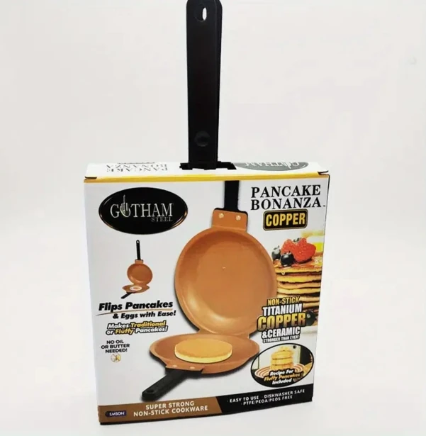 1pc Double-Sided Steel Pan Non-Stick Easy Flip for Fluffy Pancakes Double Pan Frying Pan