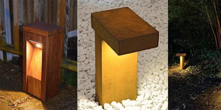 Environment-frendly corten color bollard light corten garden lights corten outdoor wall lights