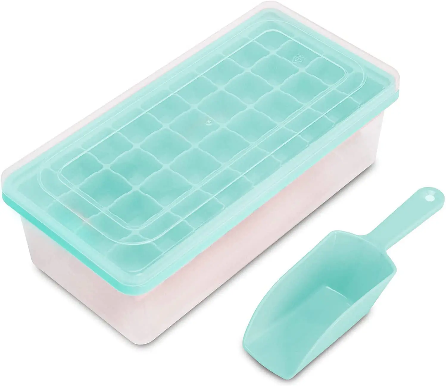 Ice Cube Tray With Lid And Bin, 44 Silicone Ice Tray