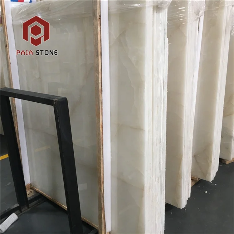 product high quality transparent backlight pure white onyx slab marble for bar top-4