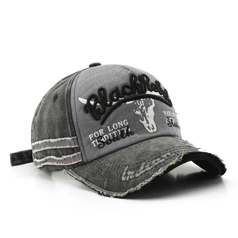 High Quality Unstructured Baseball Caps Custom Embroidery Logo Washed Vintage Distressed Cap 5 Panel Baseball Cap