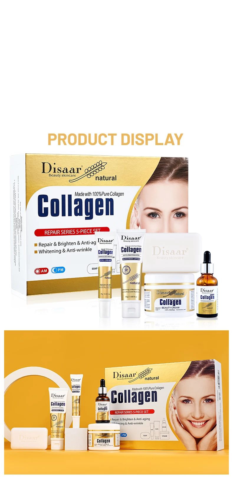 DISAAR BEAUTY Kollagen-Creme – Gegen Falten, Für Straffe Haut, 80G Mit Hyaluron & Aloe