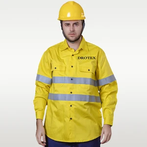 Chemical Fire Resistant Electrician Cotton Polyester Hivis Reflective Fire Safety Wear Workwear Shirt
