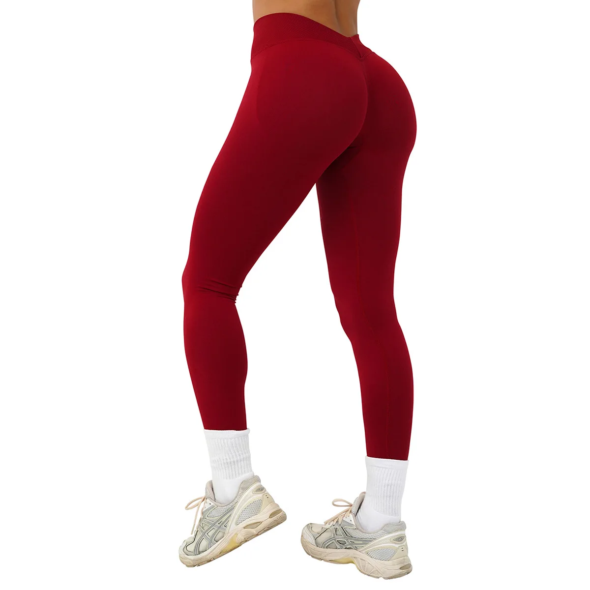 Seamless High-Waist for Yoga Pants Tummy Control Color Blocking V-Shaped Back High-Elast detail