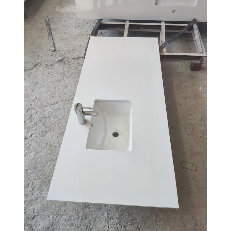 Custom Cuttosize Quartz Countertop Pure White Artificial Stone