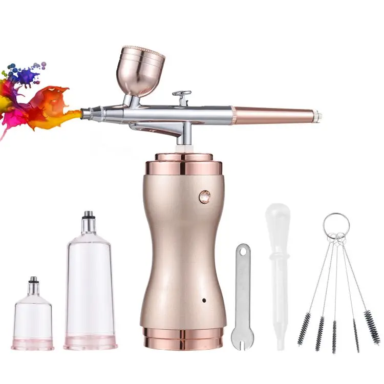 Portable Airbrush Kit with Compressor Handheld Cordless Air Brush Pen Dual-Action 3-level Adjustable Pressure Built-in Battery f