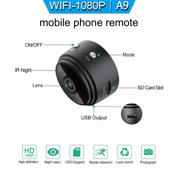Infrared Night Vision Security Camera WIFI CCTV Camera HD 1080P IP Camera Portable Camara Security With Magnetic