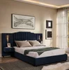 Dark Blue + MDF+ Queen Size