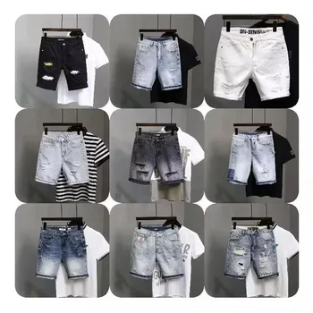 Wholesale custom High quality jeans shorts Men's straight denim pants boys short jeans men