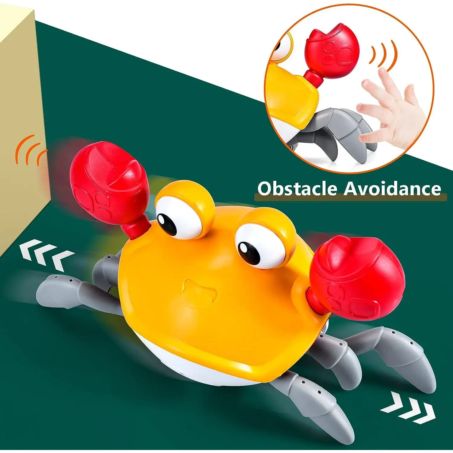 SKY-TOUCH Electric Runaway Crab Toddler Interactive Learning Development Toy Music LED Light Crawling Crab Baby Toy Instrument