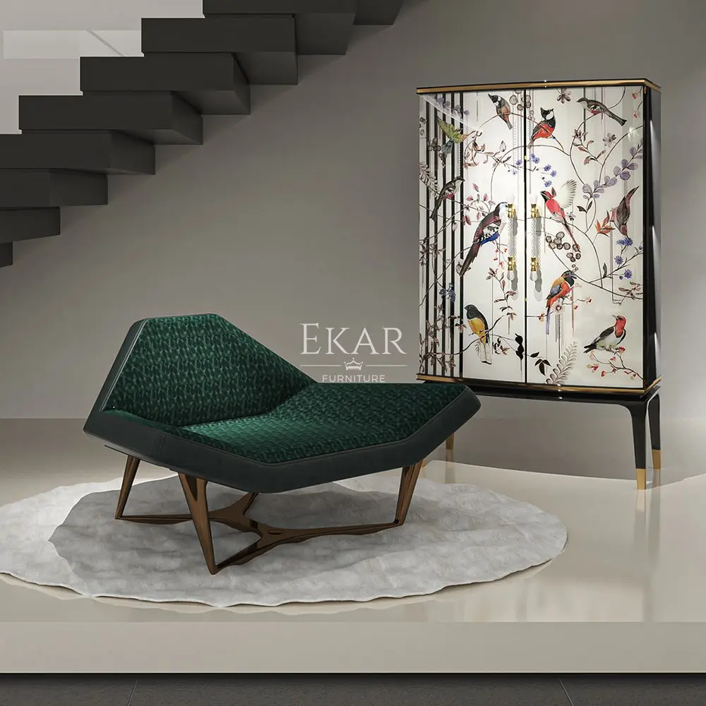 Innovative Dark Green Leisure Chair: EKAR FURNITURE's Creative Design with Metal Feet for Your Living Room manufacture