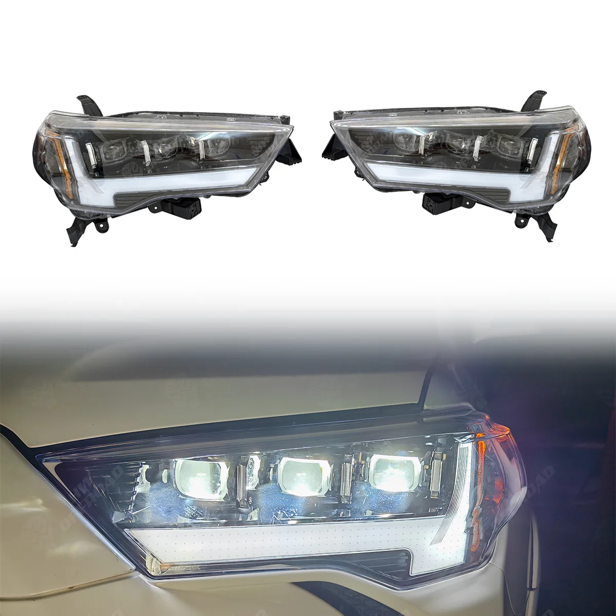 Car Lights LED Daytime Running Light Headlight For 2014-2024 Toyota 4RUNNER DRL Sequential Turn