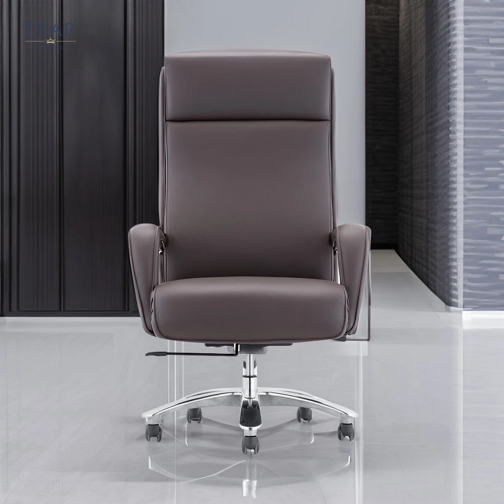 Italian Imported Top-Grain Leather Height-Adjustable Executive Office Chair manufacture