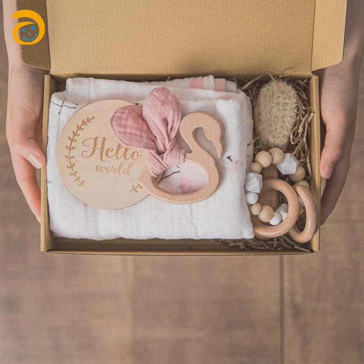 100% Organic Cotton Crochet Teether Cute Giraffe Baby Teether Toys Newborn Baby gift teether set
