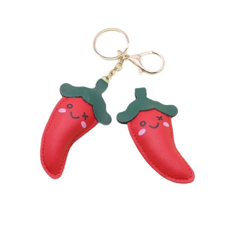 Wholesale Leather Red Chili Pepper Italian Horn Keychain Fashion