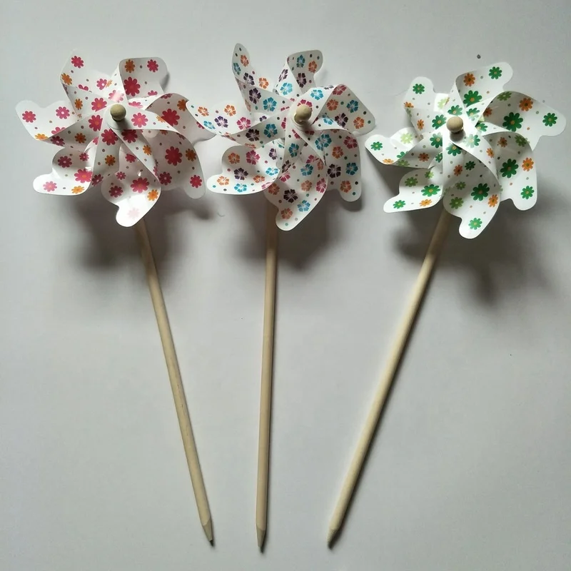 Высококачественная пластиковая Цветочная мельница, деревянная палочка, украшение для сада