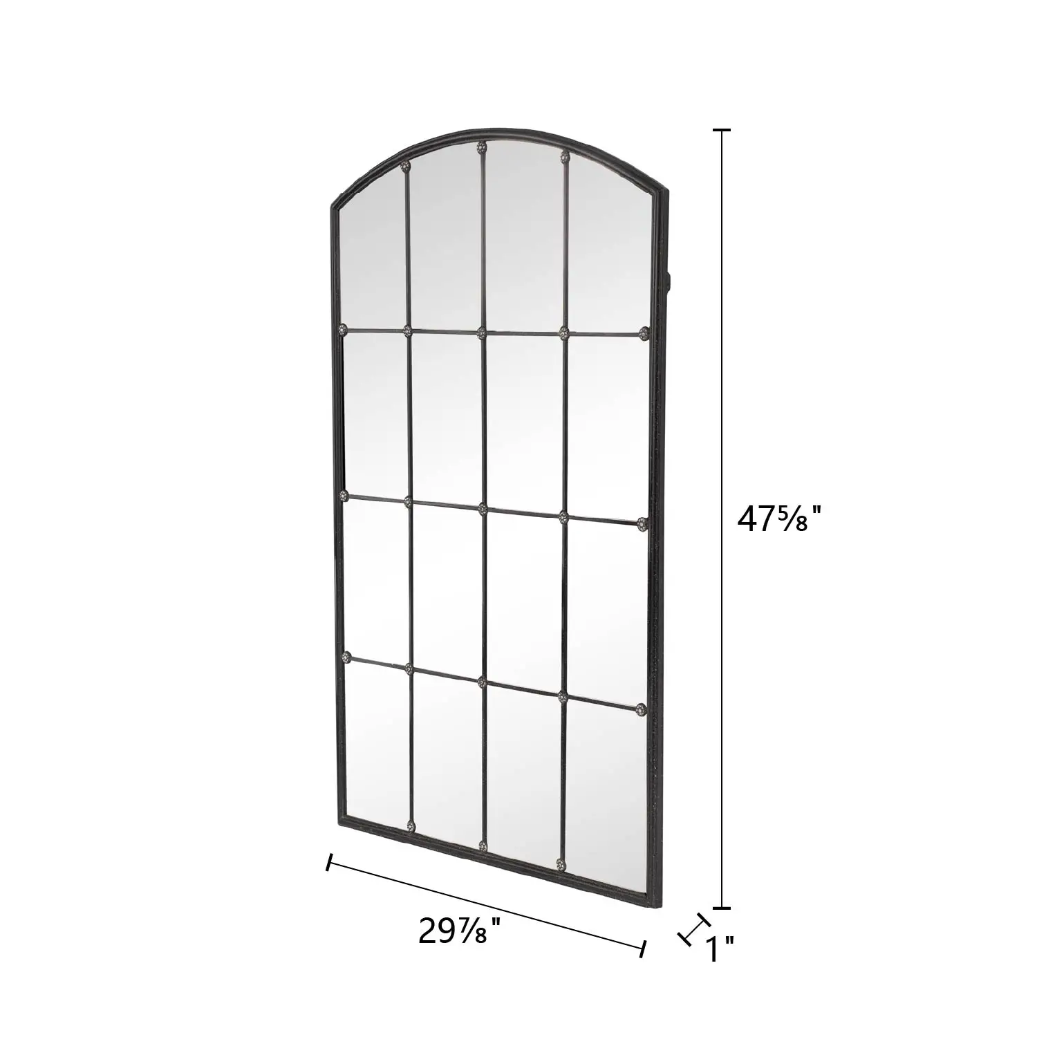 YUNFEI Arch Black Mirror Grid Window Shape Mirror Large