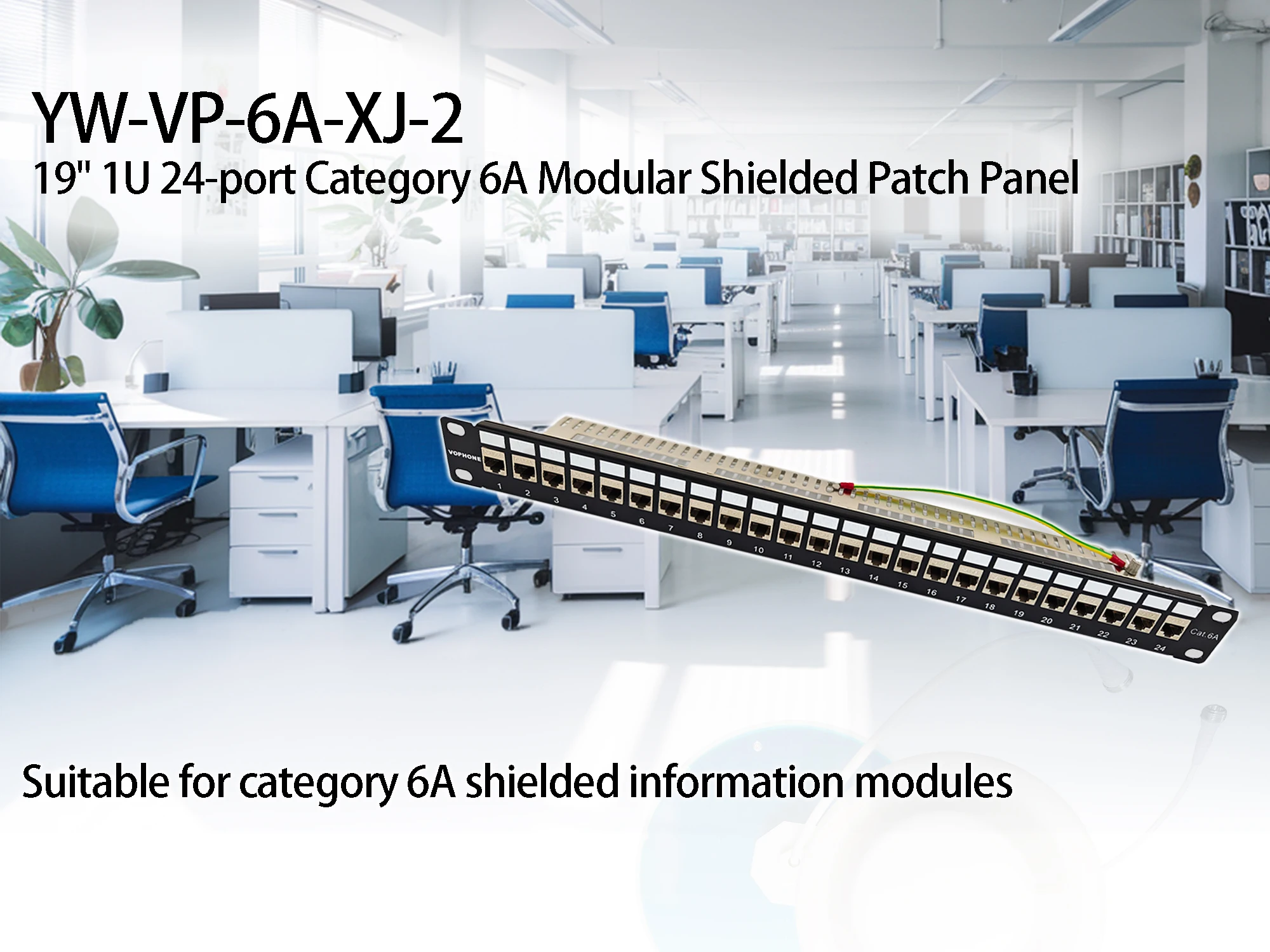 Best Price & Premium Quality 19" 1U 24-port Category 6A Modular Shielded Patch Panel for Data Center Rack Mount Network Wiring manufacture