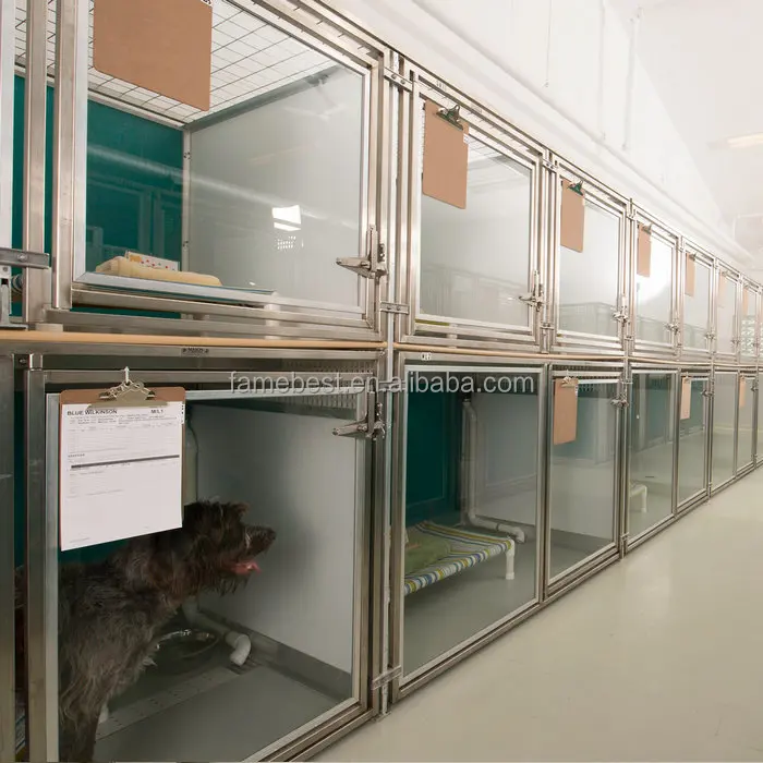 Tempered Glass Dog Kennel Runs Double Decker Kennel
