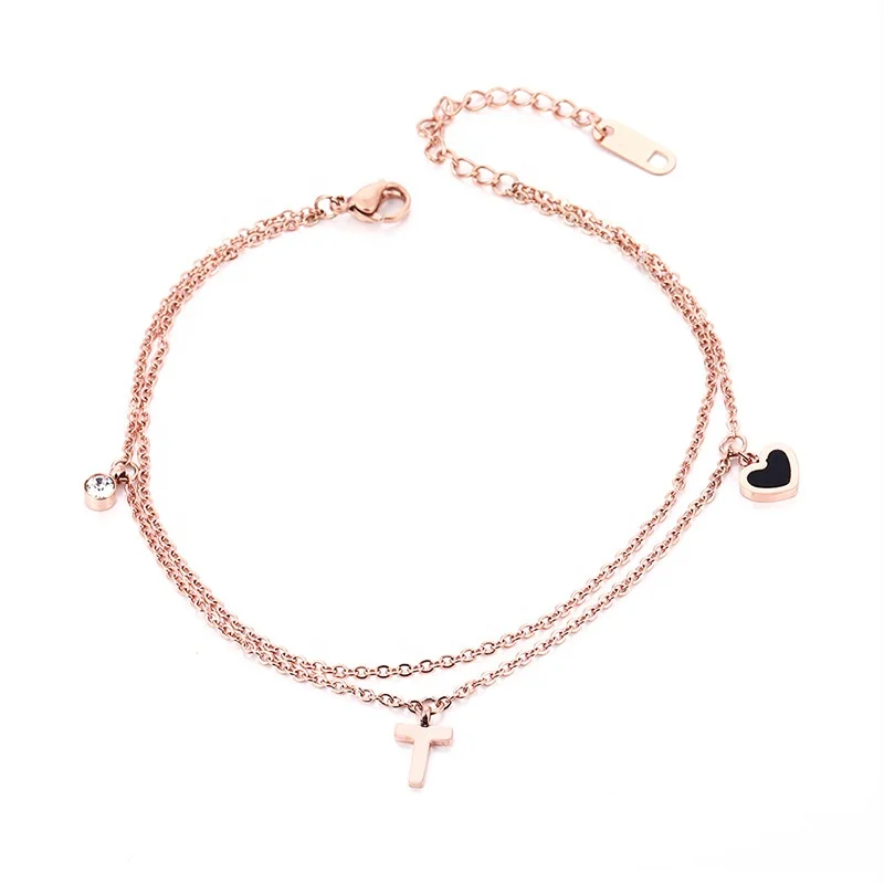 rose gold diamond anklet