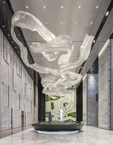 ECOJAS Luxury Glass Chandelier for Hotel Lobby Super Market Wedding Hotel New Design Large Pendent Light