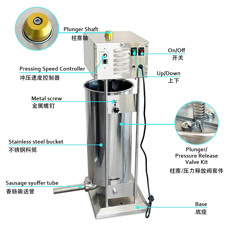 product jinkun electric sausage stuffing machine 30l capacity stainless steel vacuum sausage filling machine factory outlet-3