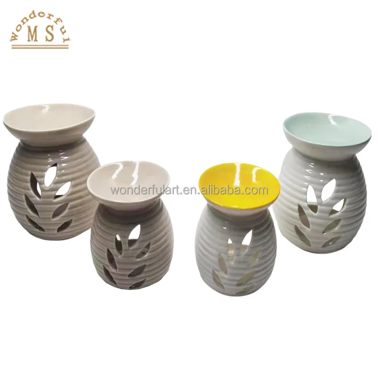 Assorted shape of color glazing porcelain incense wax burner ceramic aroma oil candle burner  fragrance diffuser candle furnace